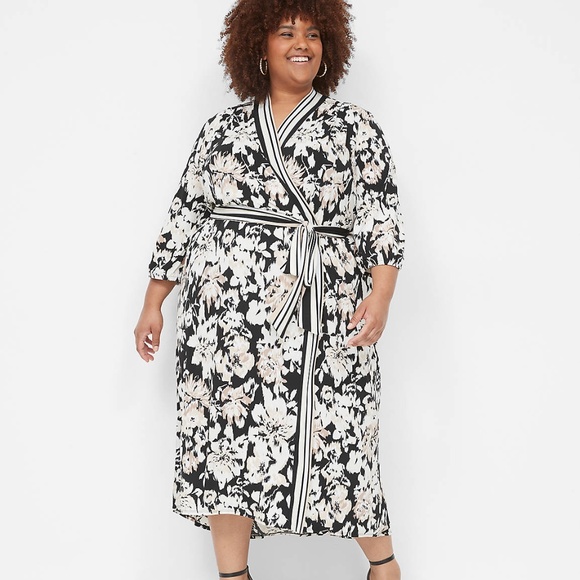Lane Bryant Dresses & Skirts - NWT Lane Bryant Black and White Floral Midi Dress